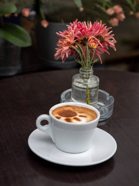 istock Coffee latte sun shape froth art design 1363489089