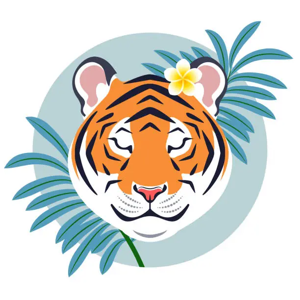 Vector illustration of Friendly tiger's head