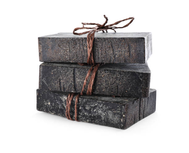 istock Tar soap bars isolated on white. Natural product 1363491387