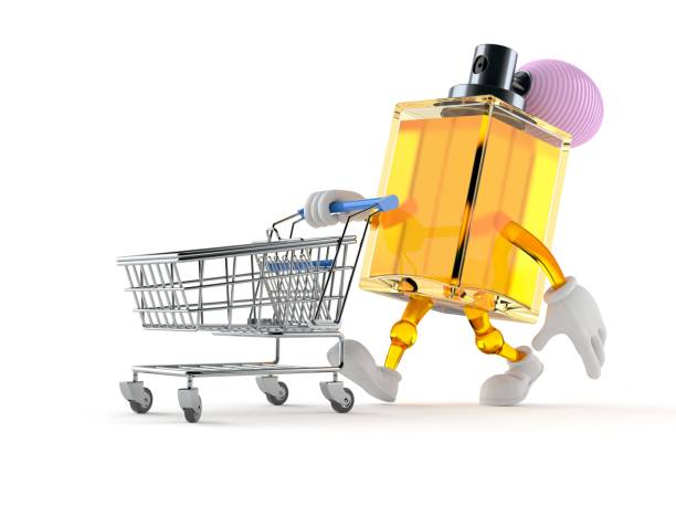 istock Perfume character with shopping cart 1363493540