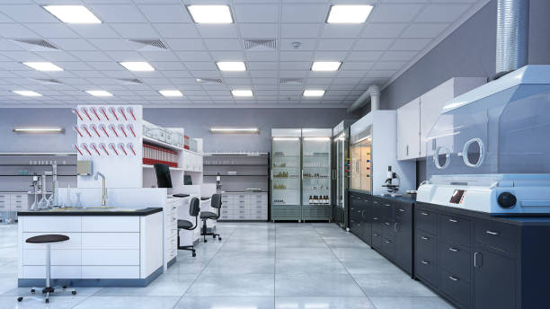istock Light laboratory interior with equipment. 3d illustration 1363503032