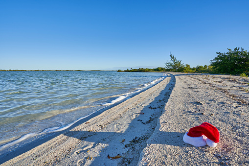 Christmas Santa Clause Hat on the Beautiful San Pedro Island in the Caribbean Nation of Belize