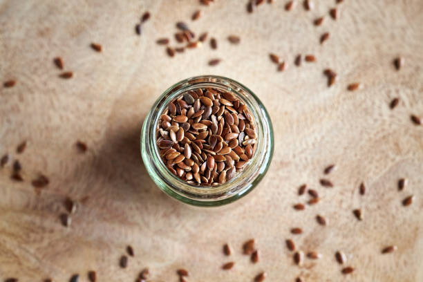 istock Fresh flax seeds in a jar 1363506750