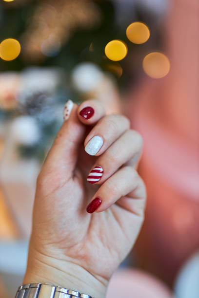 istock Christmas New Year manicure abstract nail design 1363507667