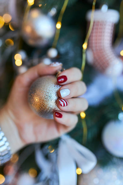 istock Christmas New Year manicure abstract nail design 1363507688