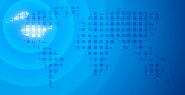 usa weltkarte punkte - map globe usa global business stock-grafiken, -clipart, -cartoons und -symbole