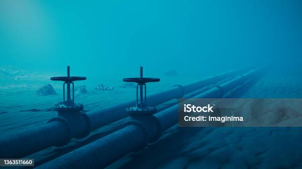Underwater Oil Pipelines Stock Photo - Download Image Now - Pipeline, Underwater, Sea