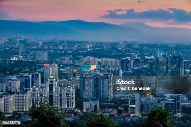 Downtown Almaty Kazakhstan Night Stock Photo - Download Image Now - Almaty, Kazakhstan, City
