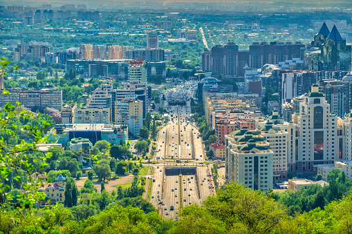 Cityscape of downtown Almaty, Kazakhstan