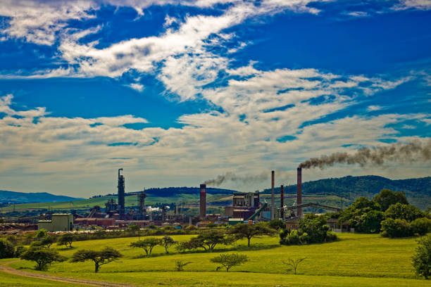 istock Pulp and paper factory in rural setting 1363516583