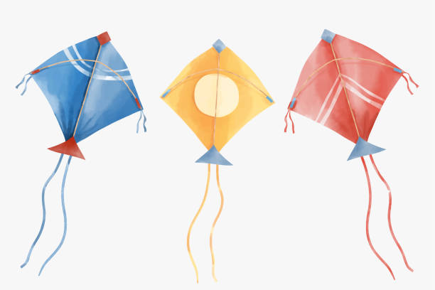 istock Set of kites in watercolor style 1363526052