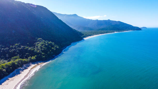 istock Rainforested mountains sweep down to a long sandy beach by the reef 1363533468