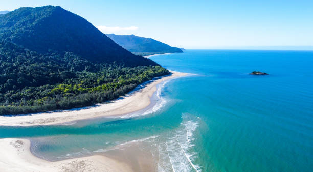 istock Rainforested mountains sweep down to a long sandy beach by the reef 1363533479
