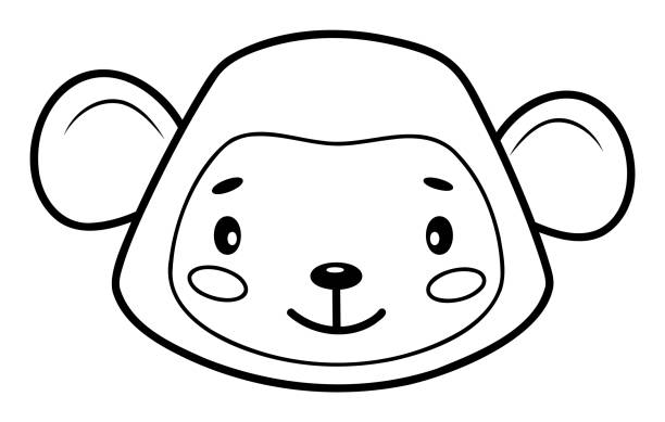 istock Coloring book or page for kids. Monkey black and white outline illustration. 1363539426