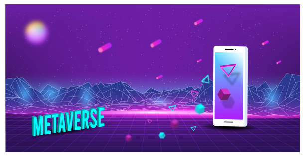 stockillustraties, clipart, cartoons en iconen met concept of future digital technology 3d metaverse, a virtual reality technology for users on smartphones and digital devices colorful background. vector illustration eps10 - metaverse