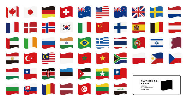 ilustrações de stock, clip art, desenhos animados e ícones de best country flag icon set vector illustration - portugal norway