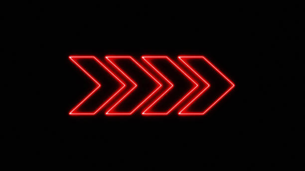 istock Directional Arrow neon light road sign LED Background 1363541133