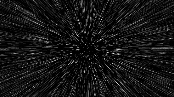 Comic Hyper Jump Líneas de velocidad Campo estrella en fondo negro photo