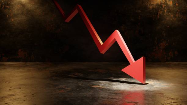 istock red arrow down, market crash, 3D illustration rendering 1363546515