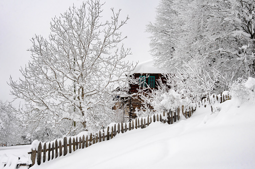 Villages at high altitudes of the Western Black Sea Region are under heavy snowfall in winter.