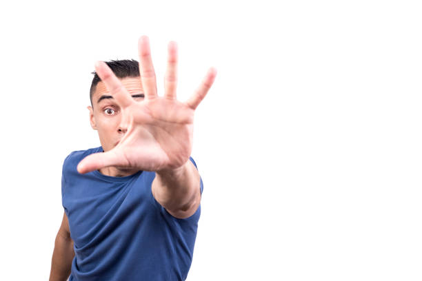 istock Man making the stop sign gesture with the hand 1363551304