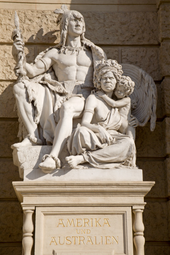 Vienna - skulpture of America and Austrailia from facade of Kunsthistorisches museum