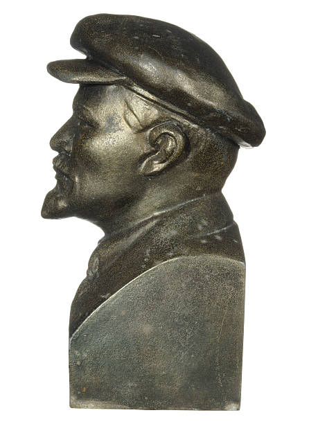 istock Old bronze bust of Lenin isolated on white background 136357090