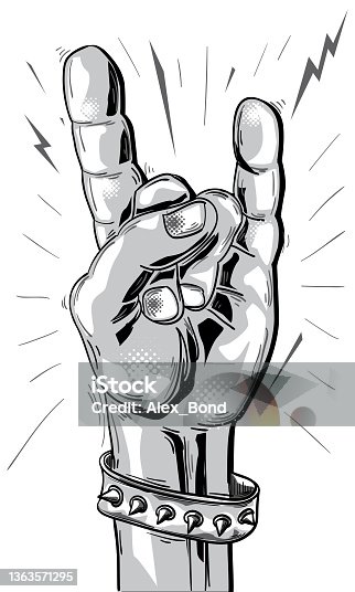 Heavy metal hand symbol human with spike bra Vector Image