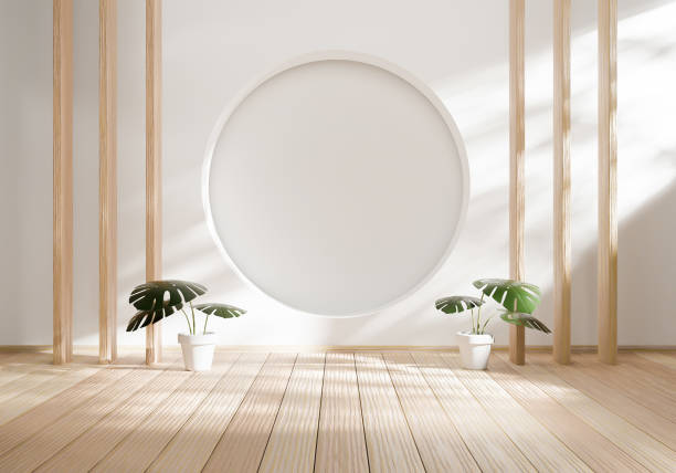 istock japanese style minimal white background.podium background for product presentation.3d illustration 1363572776