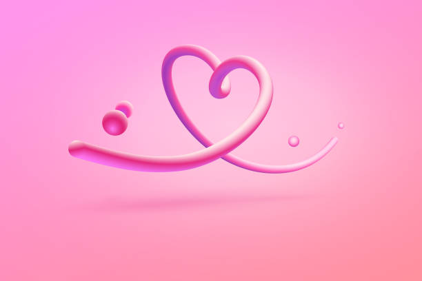 Abstract surrealistic heart shape on pink background Three dimensional line forming a heart shape. Carefully layered and grouped for easy editing. heart worm stock illustrations