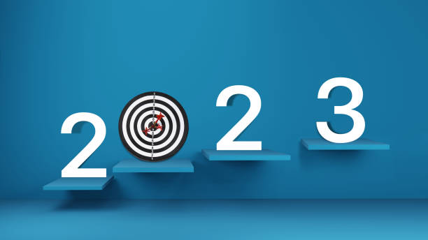istock blue table with number of 2023 in new year 1363576573