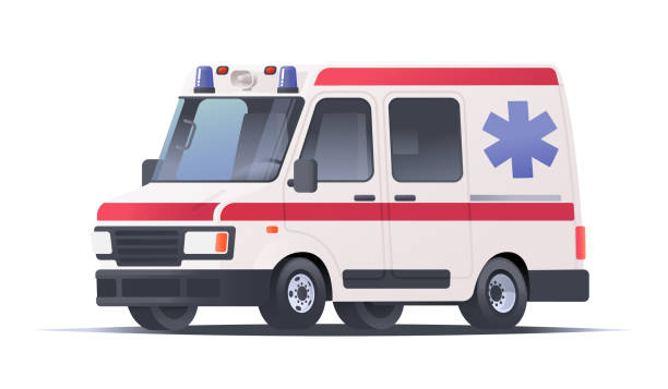 istock Ambulance car on an isolated white background. Emergency vehicle. Vector illustration 1363577377