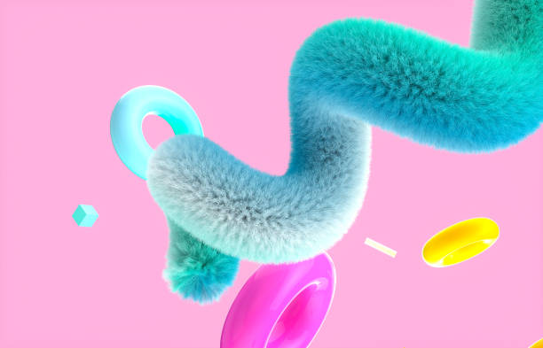 istock Abstract colorful 3d art background with fluffy geometric shape. memphis style. 1363578205