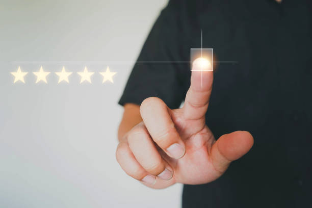 istock Customer service evaluation concept, User give rating to service experience on online application, Customer review satisfaction feedback survey concept. 1363578322