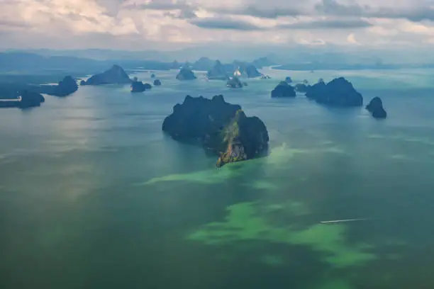 Photo of Aerial view of Phang Nga bay from airplane