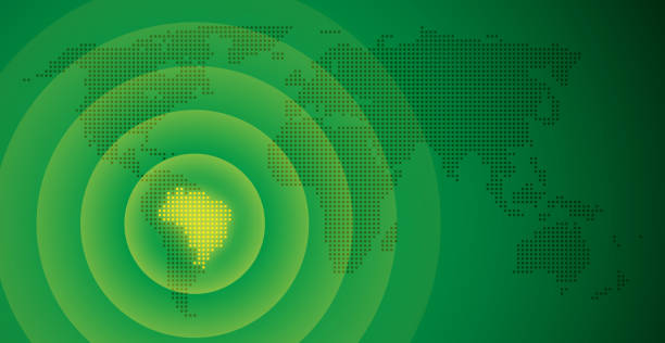 Brazil World Map World dot map with Brazil highlighted showing sphere of influence. brasil stock illustrations