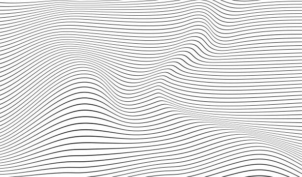 bildbanksillustrationer, clip art samt tecknat material och ikoner med abstract wavy 3d mesh on a white background. geometric dynamic wave. 3d technology wireframe. vector illustration. - line art