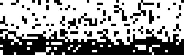 illustrations, cliparts, dessins animés et icônes de motif de pixels aléatoires en noir et blanc. arri�ère-plan de texture de pixels mélangés. pixel art classique. illustration vectorielle. - coding qr code two dimensional shape bar code