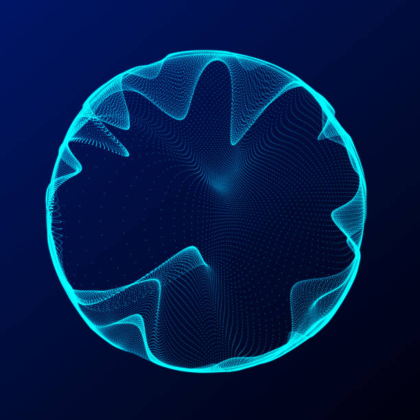 istock Spherical equalizer for music. Round sound wave of particles. Musical abstract blue background. 3D rendering. 1363585308