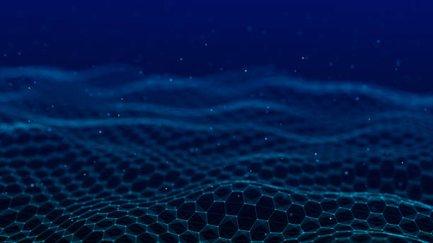 istock Futuristic blue hexagon dynamic wave. Futuristic honeycomb concept. Digital technology webflow. Big data visualization. 1363585325