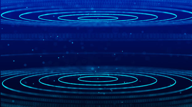 istock Abstract blue background of circular flow of particles. Network connections structure. Big data visualization. 1363585392
