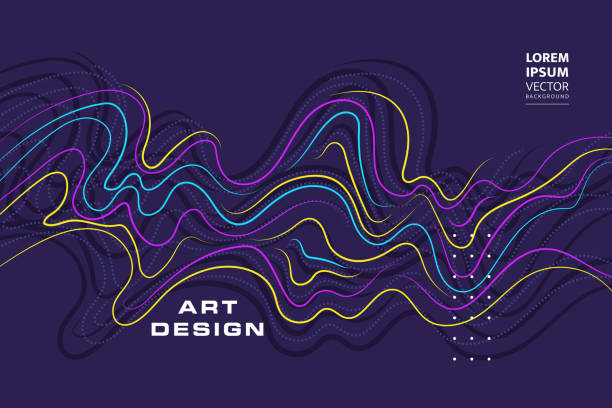 illustrazioni stock, clip art, cartoni animati e icone di tendenza di poster con onde dinamiche. illustrazione stile piatto minimo - abstract design element striped swirl