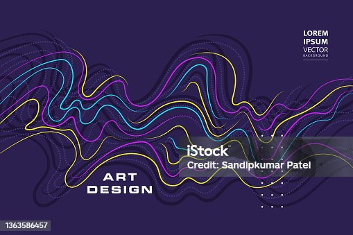 istock Poster with dynamic waves. Illustration minimal flat style 1363586457
