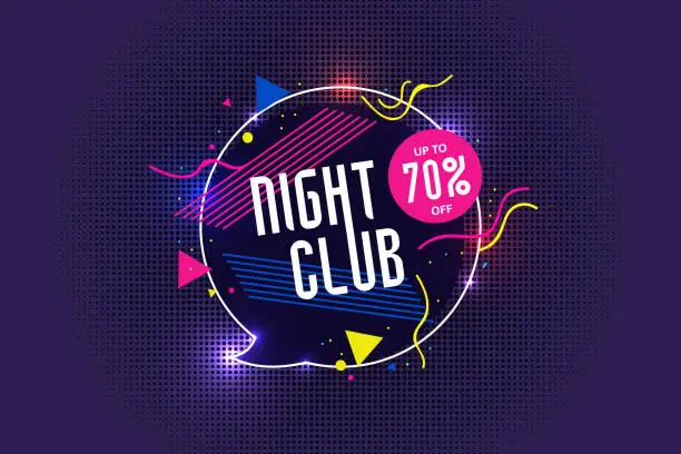 Vector illustration of Night club Big Sale neon text vector illustration.