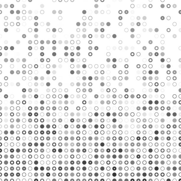 ilustraciones, imágenes clip art, dibujos animados e iconos de stock de puntos y rosquillas en patrón de matriz descolorido. gradiente vertical - spotted improvement circle halftone pattern