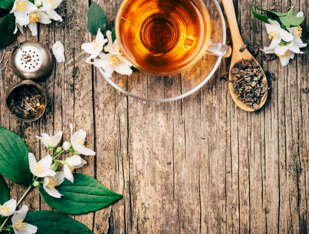 xícara de chá - glass tea herbal tea cup - fotografias e filmes do acervo