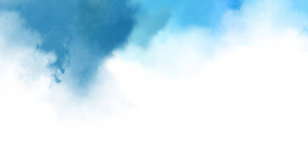istock Artistic blue abstract watercolor background frame on white. Watercolor texture and creative fluid paint 1363593669