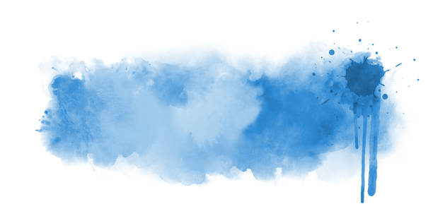 istock Artistic blue abstract watercolor background banner on white. Watercolor texture and creative flowing paint gradients and splashes. 1363593772