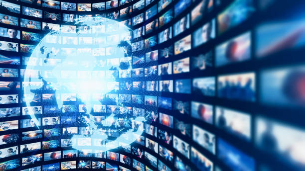 istock Global communication network concept. Digital contents. Social networking service. Streaming video. World broadcasting. 1363594156