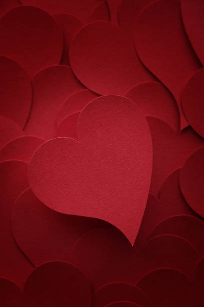Happy Valentines day, Red Heart from paper.\nHorizontal composition with copy space. Love and Valentine's Day concept.